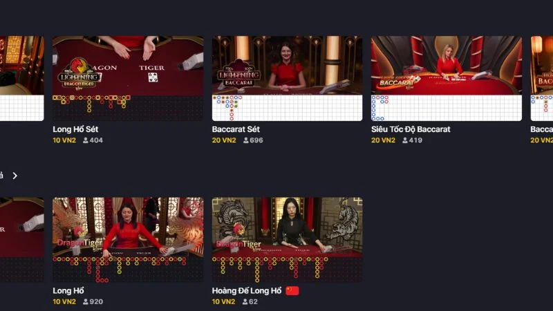 Danh sách các tựa game live casino nổi bật