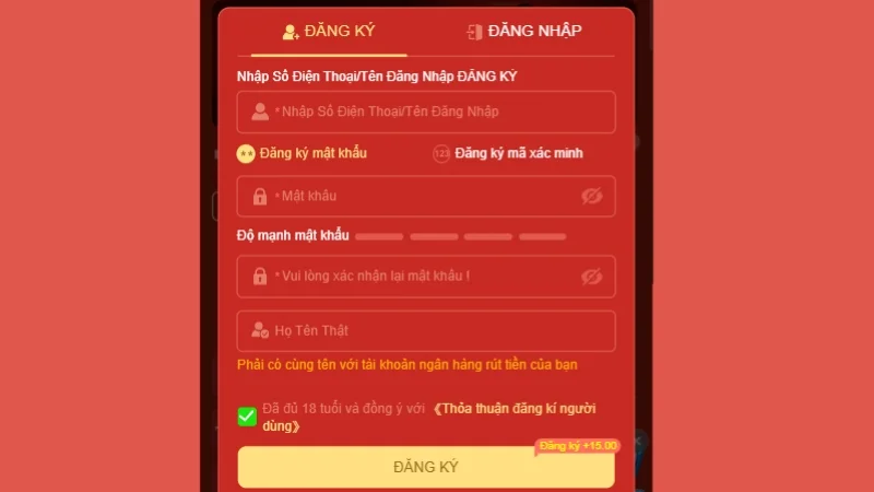 Điều kiện đăng ký 68WIN người chơi cần đáp ứng